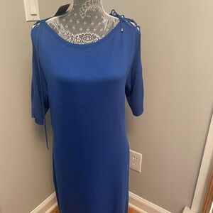 NWT Ralph Lauren Black Label Silk Knit Dress Blue XL